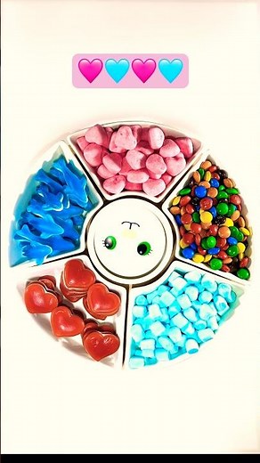 Blue and pink candy challenge in the platter makes my day. #candy #sweets #shorts