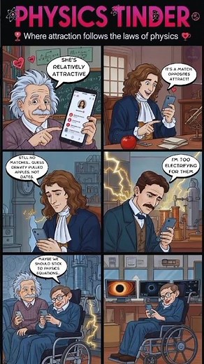 PHYSICS TINDER — Einstein, Newton, Tesla & Hawking on a Dating App | Funny Science Short #comics