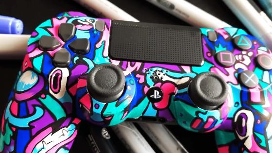 Custom PS4 Controller Covered in Doodles