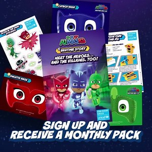 Looking for fun ways to spend quality time with your child? PJ Masks & UNICEF will deliver bedtime stories, stickers, activities & more through your letterbox every month! | PJ Masks | Facebook