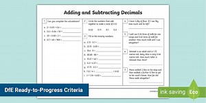 Adding and Subtracting Decimal Numbers Activity Sheet