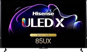 Hisense 85-Inch Class Mini-LED Premium ULED X QLED Series 4K Google Smart TV with Alexa Compatibility, 120Hz, Dolby Vision Atmos, 2500-nit HDR10+, Hands Free Voice Control (85UX)