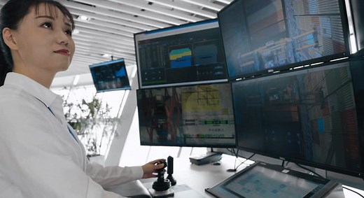 Shanghai’s fiber-networked smart port lets dock hands move cargo, from a city office