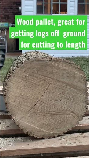 Use old pallet to get logs off the ground when cutting to length #woodstove #chainsaw #firewood