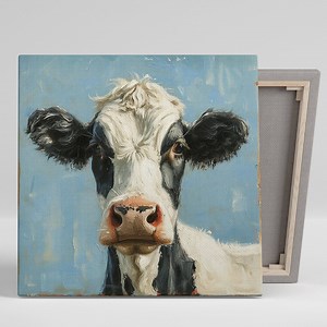 Curious Cow Close-up Art, Canvas or Poster, Whimsical Rustic Decor, Kitchen Dining Room Living Room Office Wall Art, Black White Blue Pink - Etsy