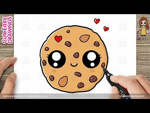 How to Draw a Cute Chocolate Chip Biscuit / Cookies – Easy Step-by-Step Drawing for Kids & Toddlers - Videos For Kids