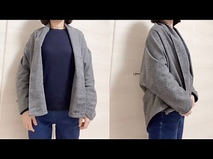 手作り服簡単ウールジャケット作り方 DIY Jacket cardigan sewing tutorial