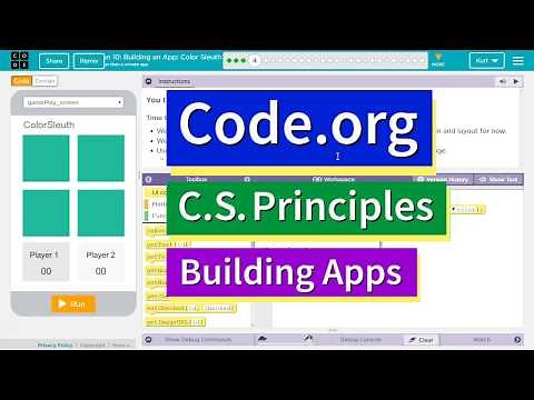 Building an App: Color Sleuth Lesson 10.4 Tutorial with Answers Code.org CS Principles