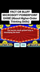 Fact or Bluff interactive Microsoft PowerPoint Game on Higher-Order Thinking Skills (HOTS PLP) for training or seminar | Teacher Zin