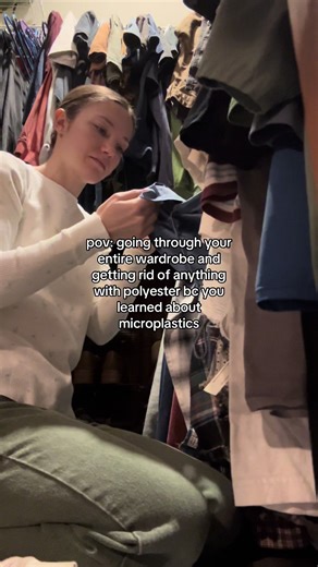 Was surprised to learn how common polyester is in certain clothing 😳 #polyester #microplastic #slowfashion #naturalfibers