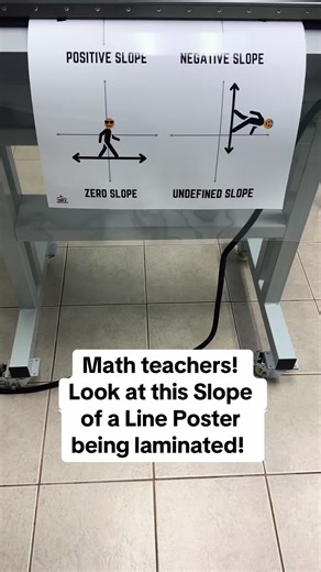 Math teaxhers! Check out this Slope of a Line anchor chart being laminated! PERFECTION! #mathteacher #mathteachersoftiktok #anchorcharts #elementaryteacher #classroomdecor