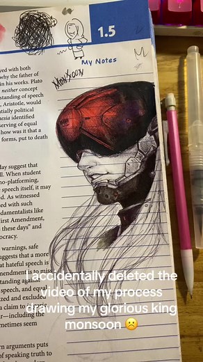 drawing mgr characters in my literature textbook instead of working in it boosts my dopamine levels 😁 #metalgearrising #monsoonmetalgear