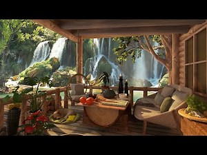 Beautiful Spring Waterfall view in Spring Day Ambience | Water and Bird Sounds for Relax