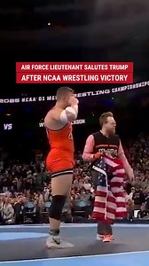 3.3M views · 82K reactions | 'CAPTAIN AMERICA': After a stunning upset to win the NCAA heavyweight title, United States Air Force 2nd Lt. Wyatt Hendrickson shared an emotional moment with President Trump, saluting him and thanking him for standing by the troops. | Fox News | Facebook