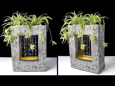 DIY Concrete RainFall Fountain Planter Pot ⛲ Cement Craft Ideas