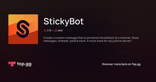 Add StickyBot Discord Bot | The #1 Discord Bot and Discord App List