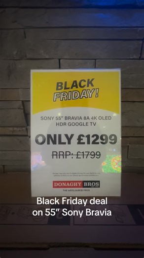 Save £500 on the iconic Sony Bravia 55” 8A 4K OLED HDR Google TV this Black Friday ✨ Because you’re worth it x | Donaghy Bros Electrical