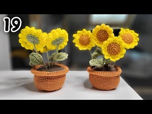 Crochet Sunflower BOUQUET in a POT Step by step tutorial for beginners