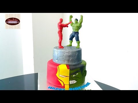 Iron Man and Incredible Hulk Cake | A Decorating Tutorial | #bakersdelight