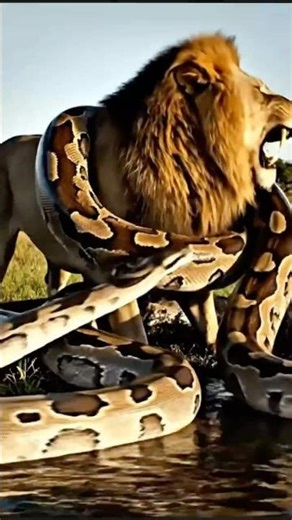 Lion vs Giant Python: A Wild Battle for Survival #aivideo #aianimation #epicshowdown