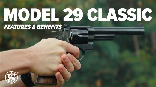 Are you feeling lucky? Chambered for six shots of the powerful 44 mag, the Model 29 features a beautiful blued finish, red ramp sight, and crisp single action & smooth double action trigger pull. | Smith & Wesson Inc.