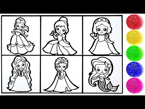 Drawing & Coloring Disney Princesses with Lily! Featuring Snow White, Cinderella, Belle, Elsa...