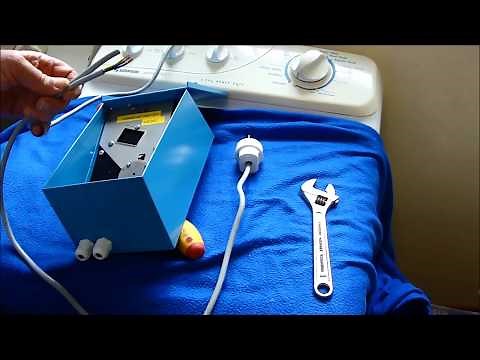 Coin box installed at on washing machine. Shows wiring connection and operation.