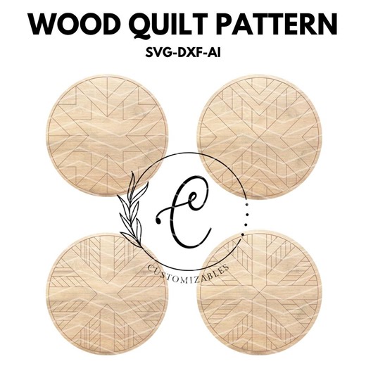 Boho Quilt Pattern SVG for Laser, Shiplap Circle Sign, Wooden Wall Art, Family Name Sign Template, Set of 4 Laser Cut File - Etsy