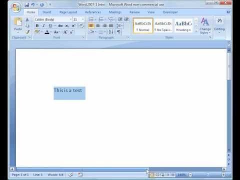 Word 2007 Tutorial 1: Intro to Word