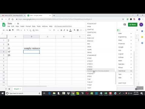 Google Sheets - Finding Sample Variance