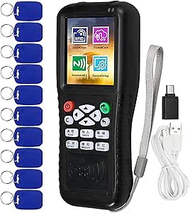 Multi Frequencies RFID Reader Writer Duplicator, RFID Smart Card Programmer, Access Control Card Decoder, with Writable Key Fobs Cards, Free Software, Only Work for Access Control Cards