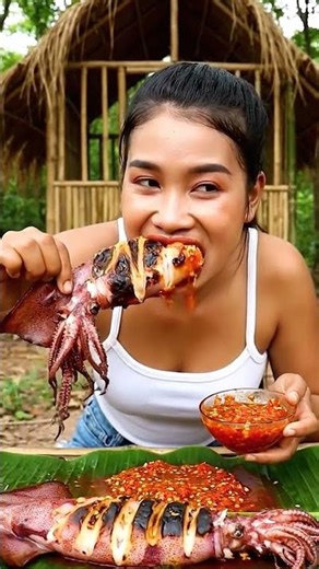 🌶️ Freshly Grilled Squid with Homemade Chili Sauce 🔥