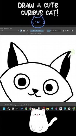 Draw a Simple Cute Curious Cat in Krita