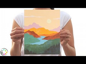 Simple Landscape Painting / Mid Modern Acrylic Painting / Step-by-Step Tutorial