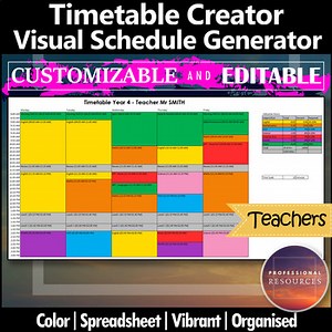 Teacher Timetable Maker | Schedule Generator | Visual | Editable | Digital