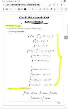 Class 12 Maths Chapter 7 Integrals All Formulas