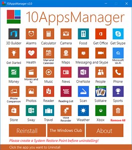 10AppsManager: Tool to uninstall, reinstall preinstalled Windows Store apps