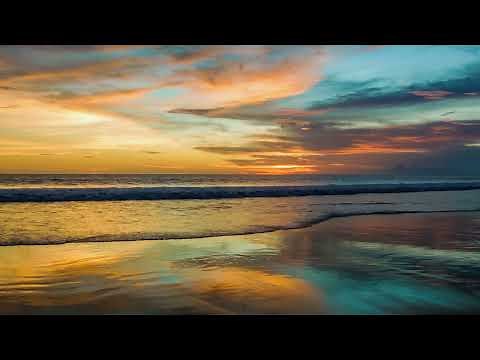 Gorgeous Pastel Sunset and Ocean Waves on a Tropical Beach