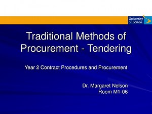 Traditional Methods of Procurement - Tendering - SlideServe