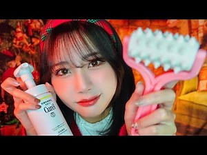 SUB✔︎)ASMR Christmas Sleepover Roleplay🎄[Facial Treatment]