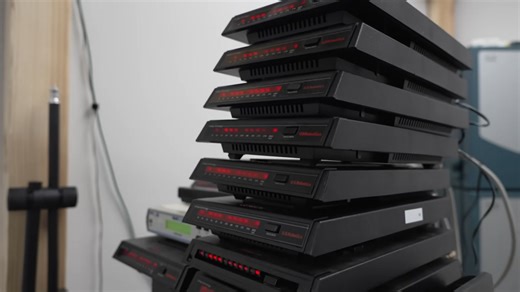 By bundling 12 56K modems together, the fastest dial-up connection speed in the world was achieved: 668.8Kbps.