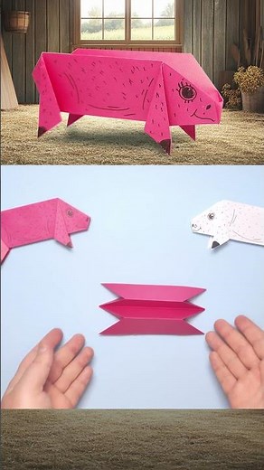 How to Make a Simple Origami Pig 🐖 for Kids and Adults #Shorts