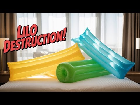 Pop inflatable - Triple Lilo Destruction on a Hotel Bed