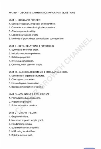 MA3354 – DISCRETE MATHEMATICS IMPORTANT QUESTIONS 2025