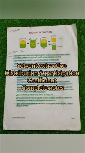 SOLVENT EXTRACTION EASY NOTES|| Distribution & partition coefficient// multiple extraction easy note