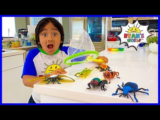 Ryan's Bug Catching at home Pretend Play and Learn Insect Facts for kids! - Videos For Kids