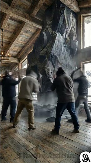 Giant Stone Fireplace Installation From Start to Finish #diy #fireplace