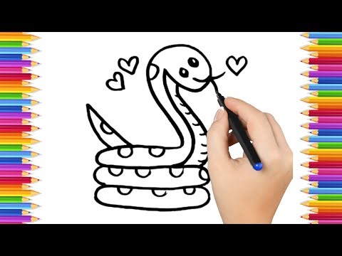 How To Draw cute snake Drawing, Painting & Coloring For Kids and Toddlers_ Child Art 🐋🌈🎨