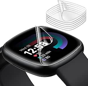 JETech Screen Protector for Smartwatch Fitbit Versa 4/Sense 2, Anti-Scratch Flexible TPU Film, HD Clear, 6-Pack