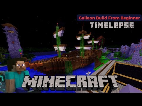 Minecraft Galleon Timelapse ⛵ Building an Epic 3-Sailed Ship (Beginner)